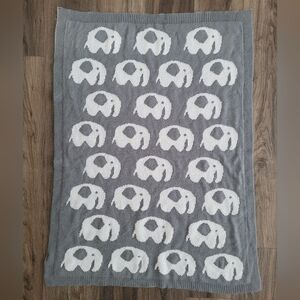 Gray and White Elephant Pattern Blanket